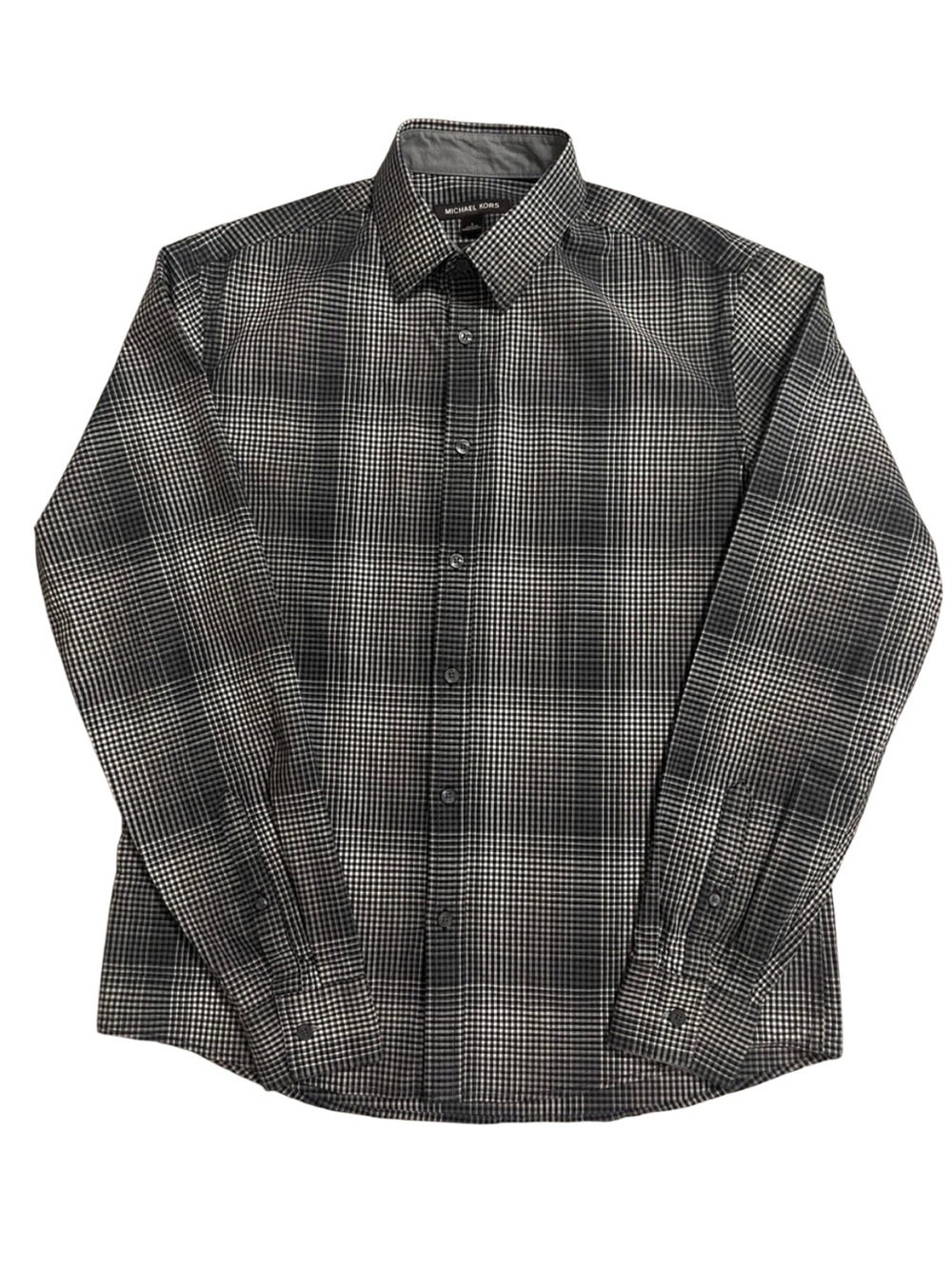 Michael Kors Mens Slim Fit Plaid
Dress Shirt Large Brown Black EUC